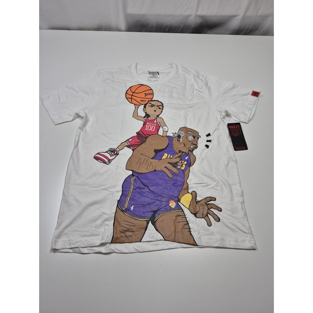 The Boondocks Shirt Mens XL White Huey Freeman Basketball Reezy 100 Graphic Tee